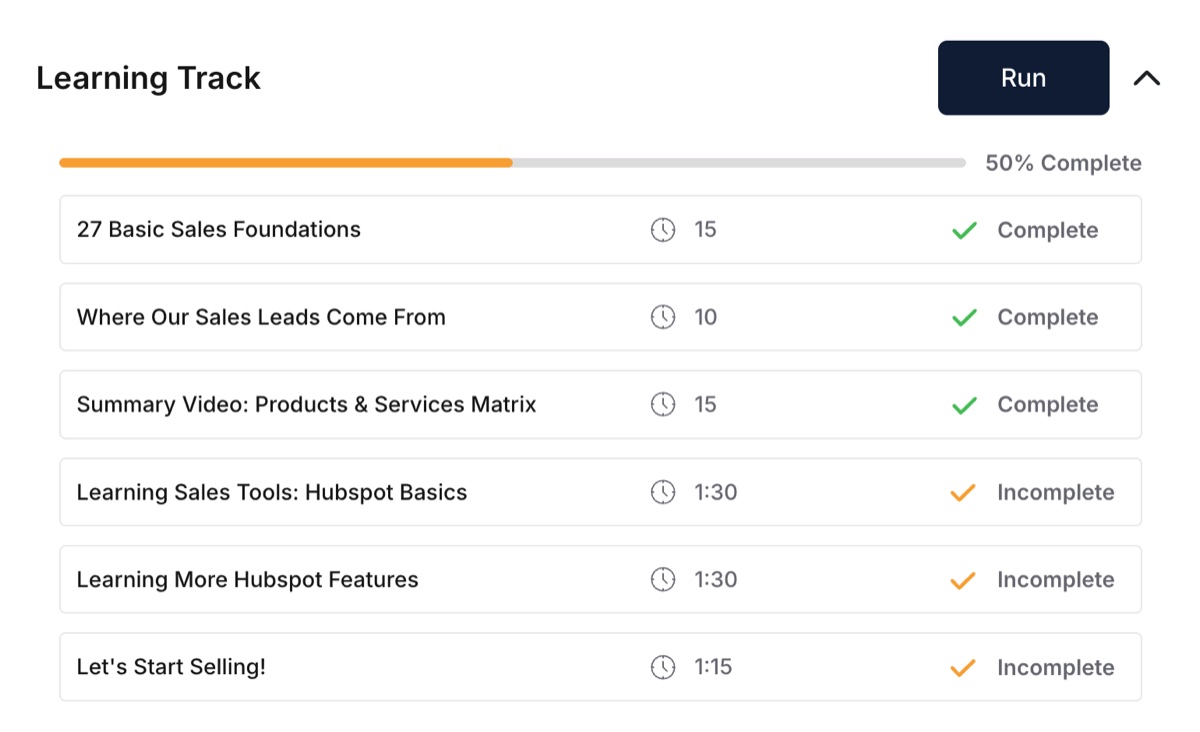 systemHUB onboarding progress tracker — team finds the answer themselves